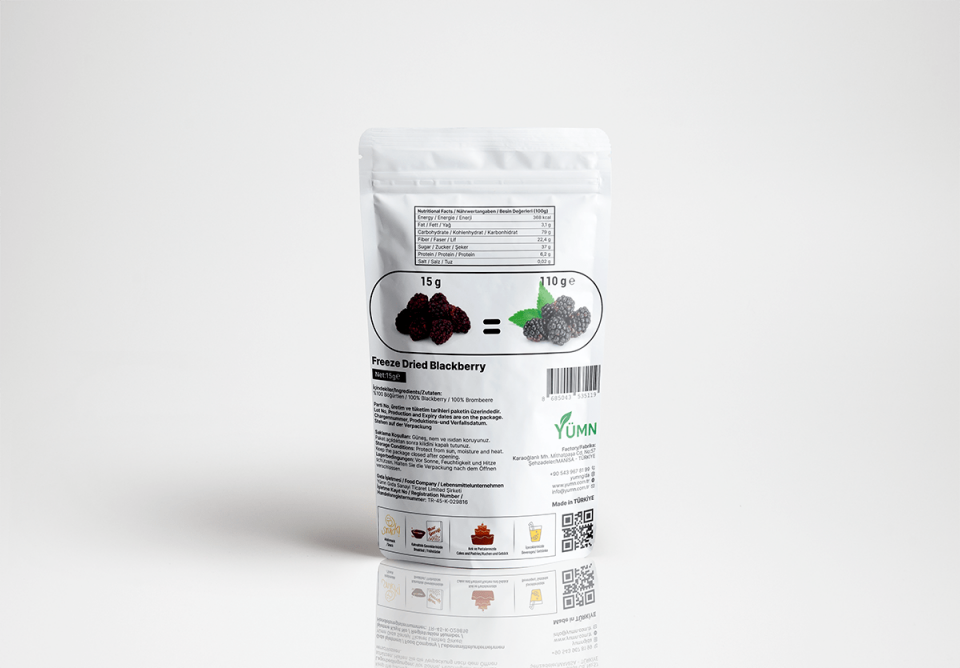 VerdeHal Dondurularak Kurutulmuş Böğürtlen 15 g  Doğal, Katkısız, Çıtır