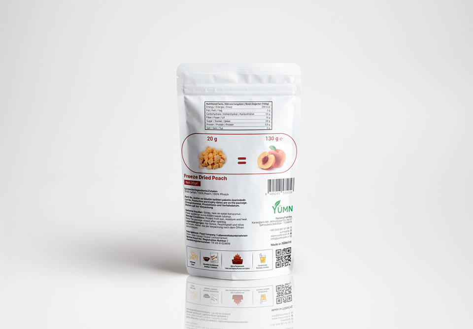 VerdeHal Dondurularak Kurutulmuş Şeftali 20 g  Doğal, Katkısız, Çıtır