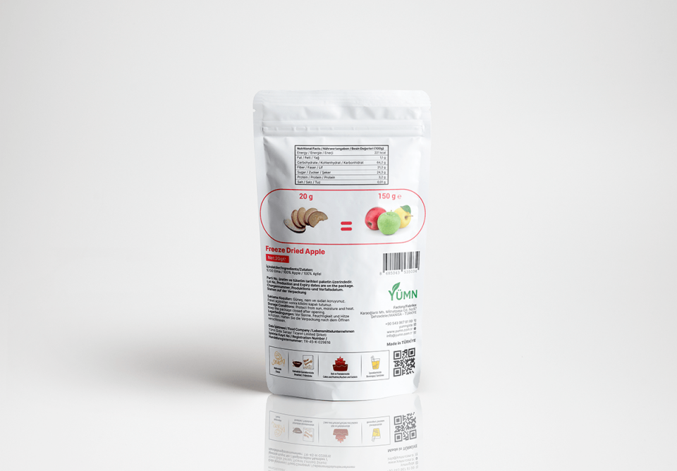 VerdeHal Dondurularak Kurutulmuş Elma 20 g  Doğal, Katkısız, Çıtır