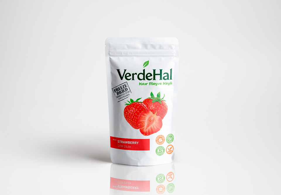 VerdeHal Dondurularak Kurutulmuş Çilek 15 g  Doğal, Katkısız, Çıtır