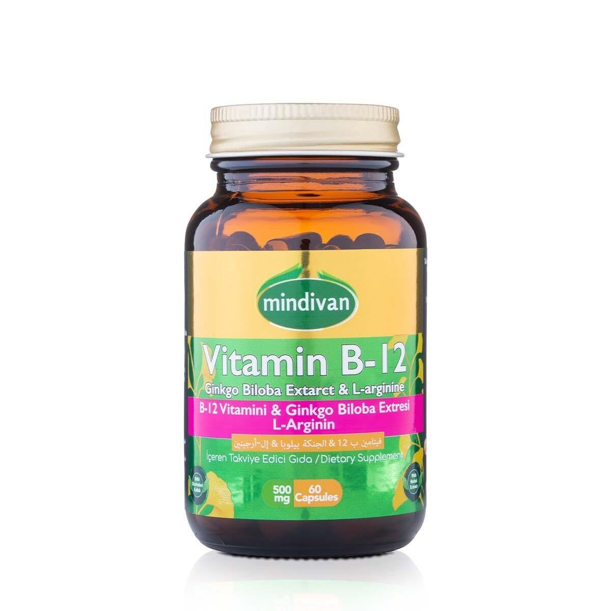 Mindivan B12 Vitamini & Ginko Biloba Ekstresi & L Arginin 60 Kapsül - Kapsül Gıda Takviyesi