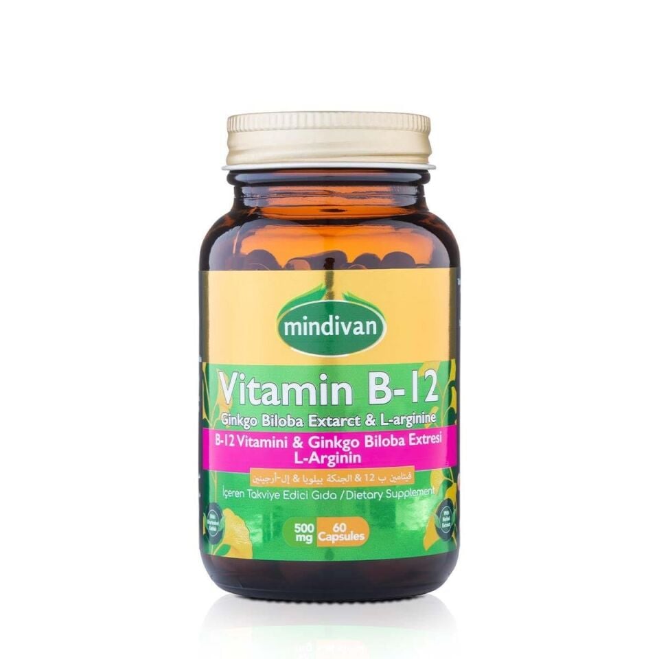 Mindivan B12 Vitamini & Ginko Biloba Ekstresi & L Arginin 60 Kapsül - Kapsül Gıda Takviyesi