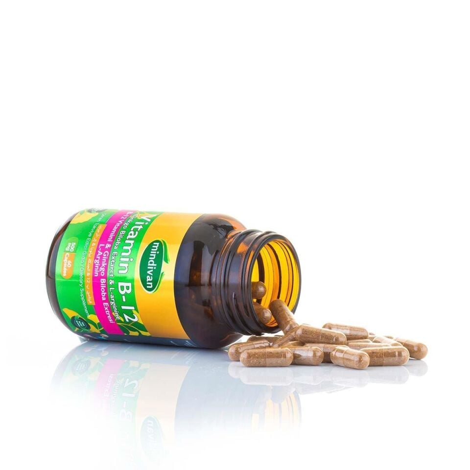 Mindivan B12 Vitamini & Ginko Biloba Ekstresi & L Arginin 60 Kapsül - Kapsül Gıda Takviyesi