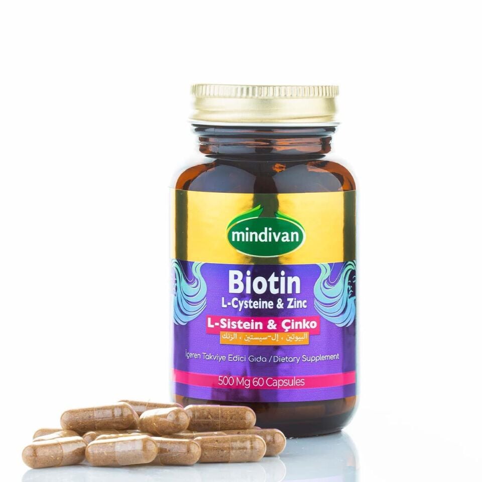 Mindivan Biotin & L-Sistein & Çinko 60 Kapsül - Kapsül Gıda Takviyesi