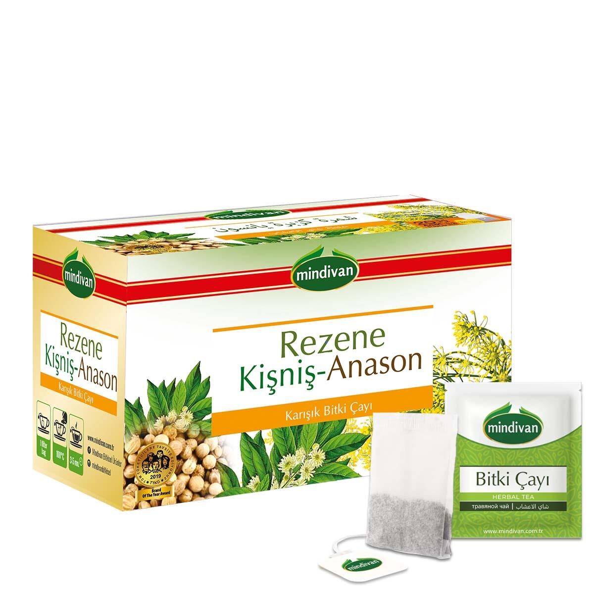 Mindivan Rezene Anason Kişniş Bitki Çayı - 20'Li Premium Süzen Poşet Çay