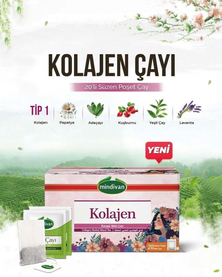 Mindivan Kolajen Bitki Çayı  - 20 Li Premium Süzen Poşet Çay